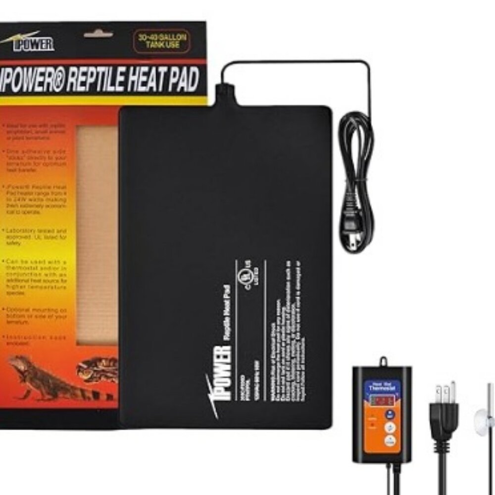 iPower 8X12 Inch Reptile Heat Pad For 40-50 Gallon Tanks and Digital Thermostat